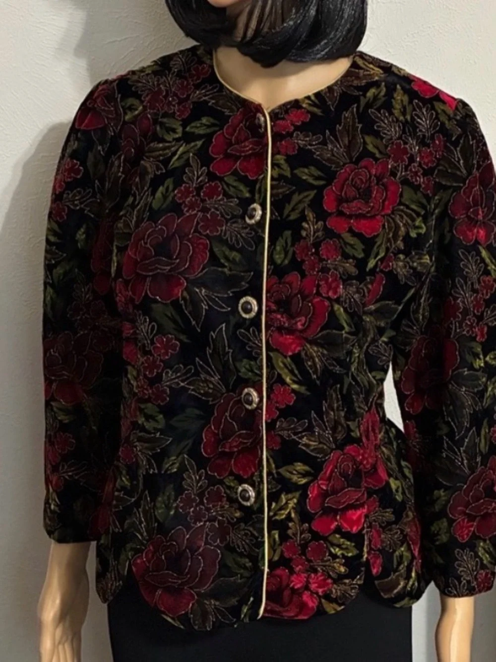 R&K Festive Velveteen Button-Up Jacket. Size 12. Evening. Dressy. Holiday.
